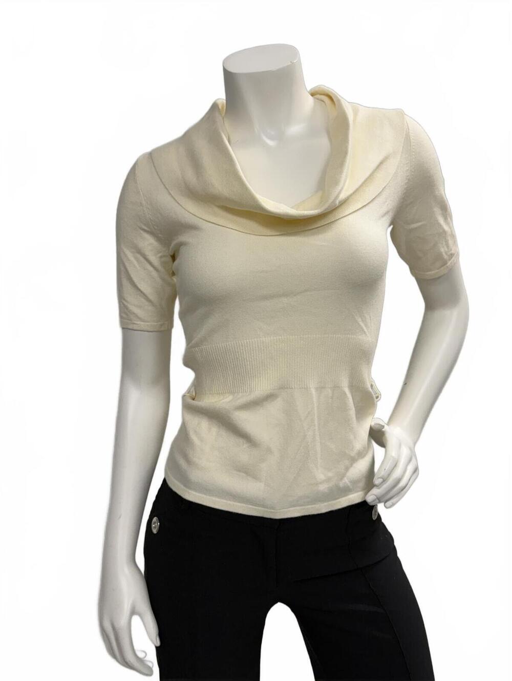 WHBM Ivory Cowl Neck Knit Top XS White House Black Market
